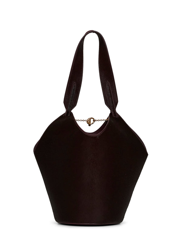 Tote Bag Mini Lotus Red Calf Leather Suede; Shoulder
