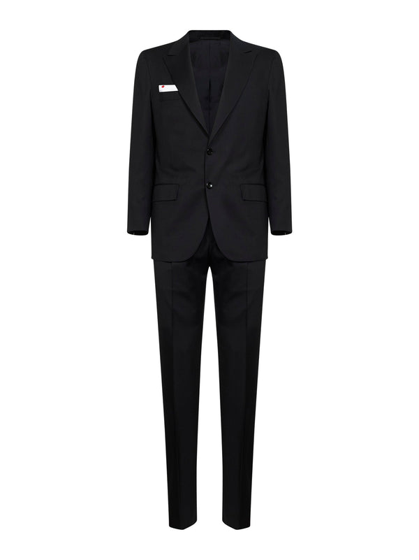 Suit Single-Breasted Black Virgin Wool Suits