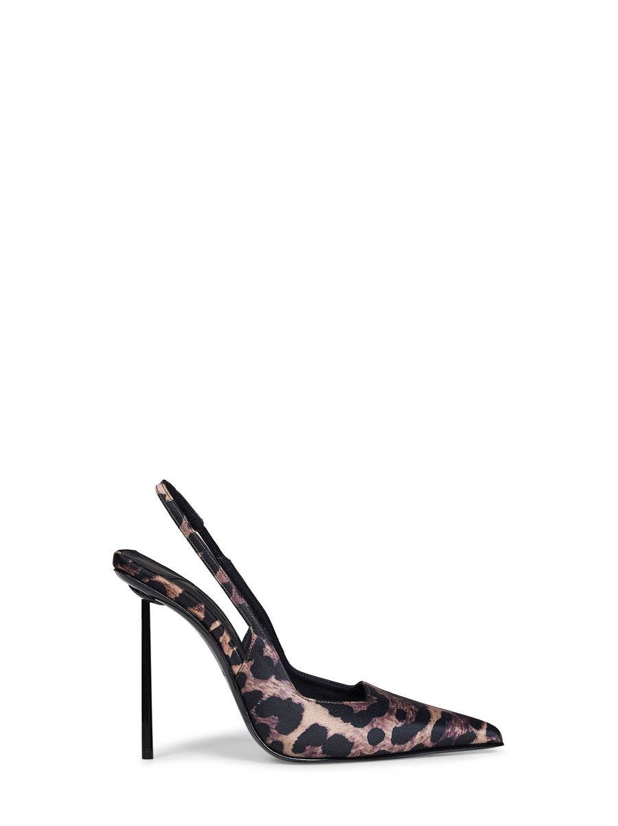 Slingback Pumps Amelia Leopard Satin Black Viscose