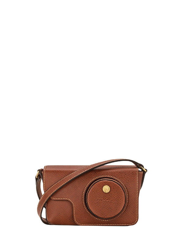 Crossbody Camera Bag Épure Brown Calf Leather Shoulder