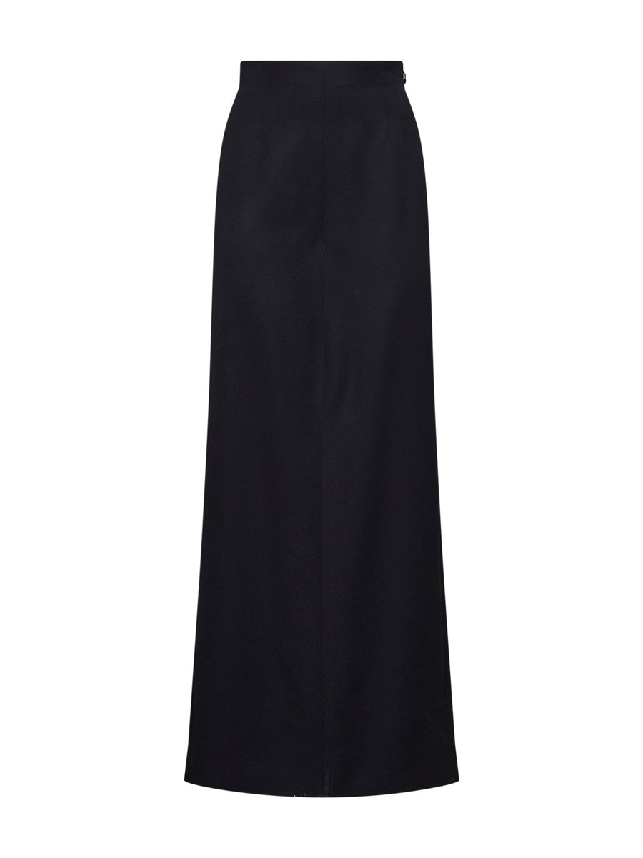 Skirt Straight Maxi Black Virgin Wool