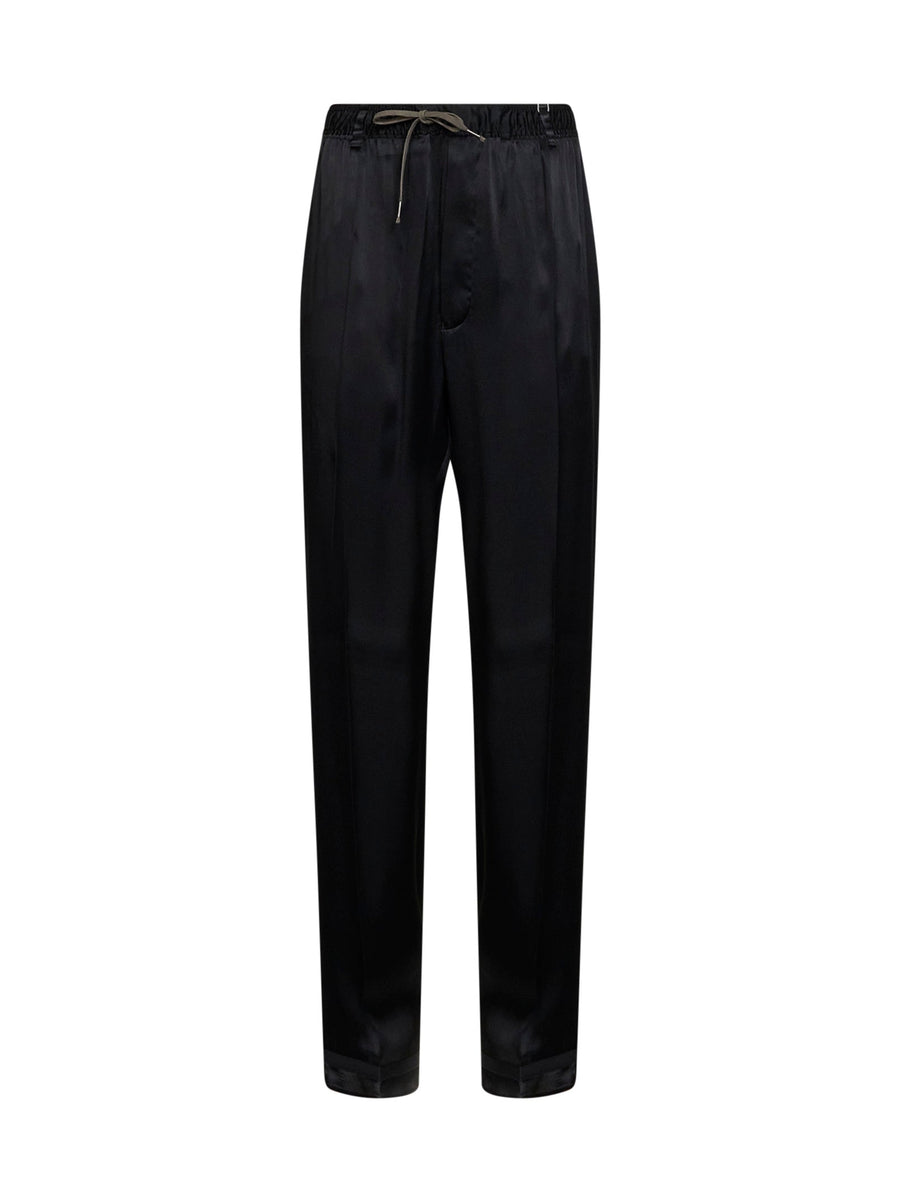 Trousers Satin Drawstring Blue Acetate