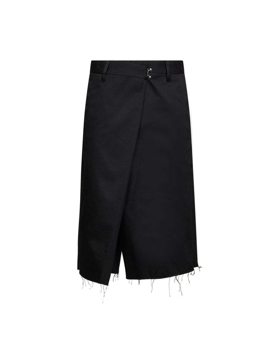 Wrap Bermuda Shorts Black Cotton-Blend Polyester