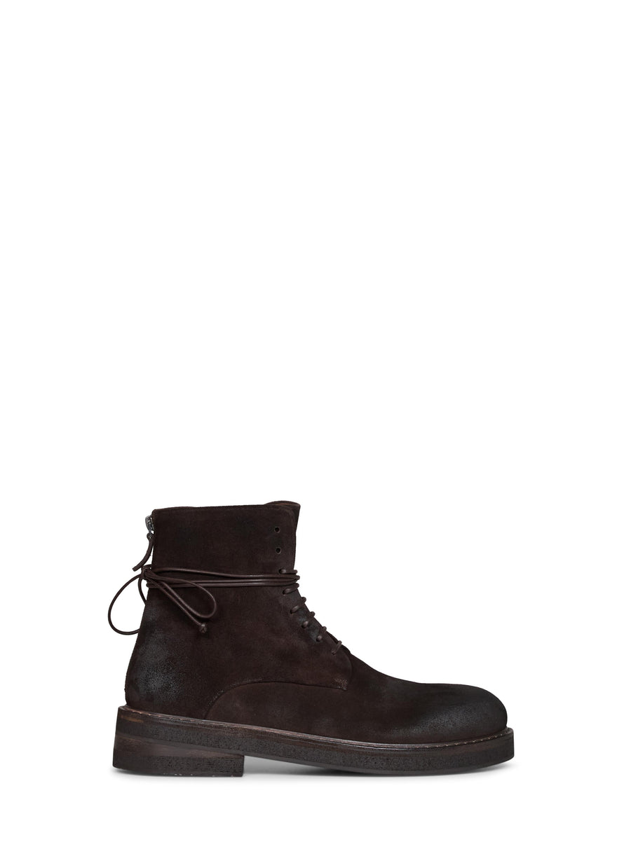 Combat Boots Parrucca Dark Brown Suede Calf Leather