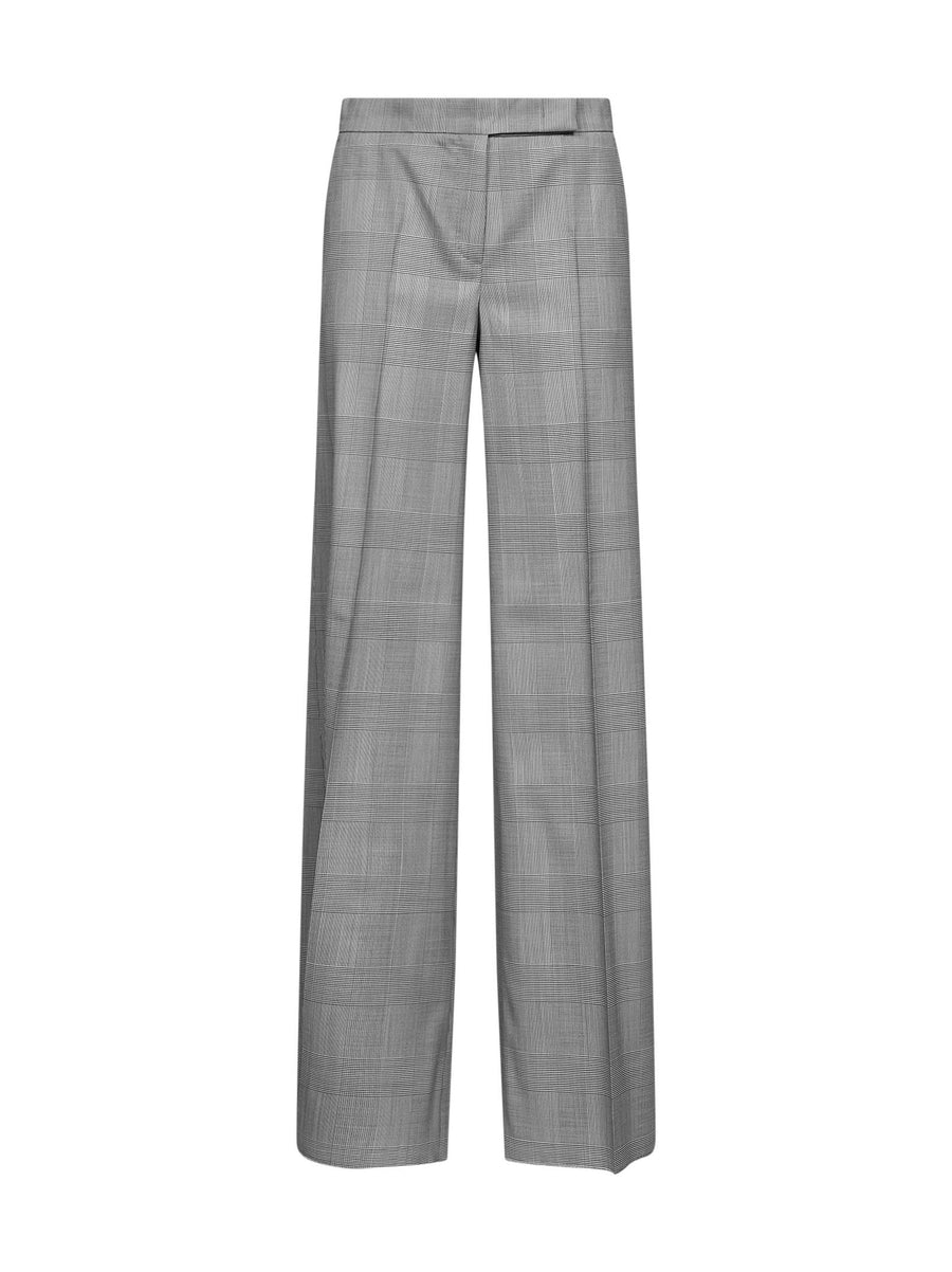 Wide-Leg Trousers Mxmnetto Glen Plaid Wool Grey Virgin