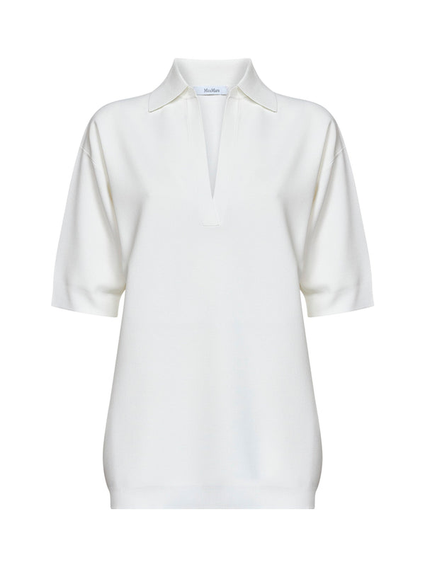 Polo Shirt Mxmalpino Viscose Crepe White Knitwear