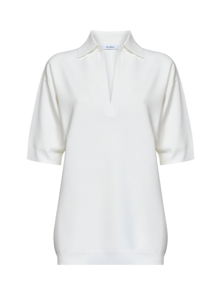 Polo Shirt Mxmalpino Viscose Crepe White Knitwear