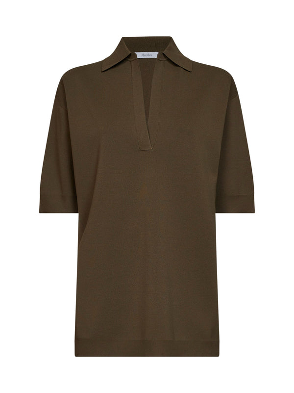 Polo Shirt Mxmalpino Khaki Green Viscose Knitwear