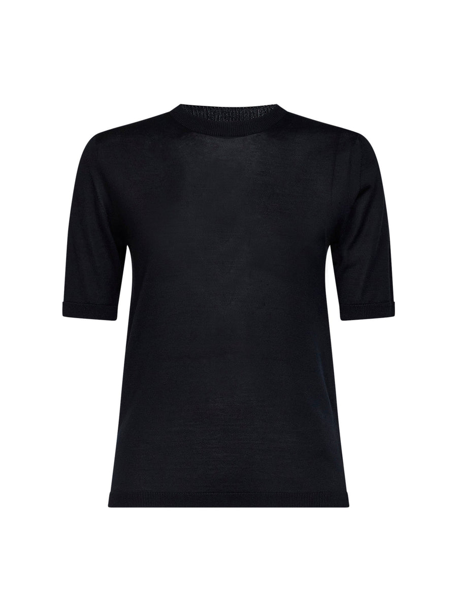 Top Mxmaceti Navy Blue Silk Knitwear