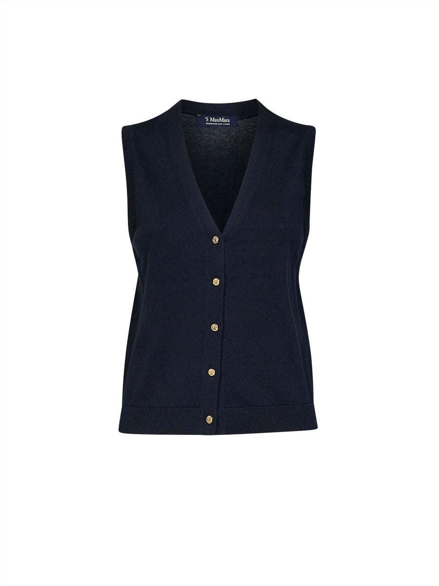 Knit Vest Smmsaggio Blue Cotton Knitwear