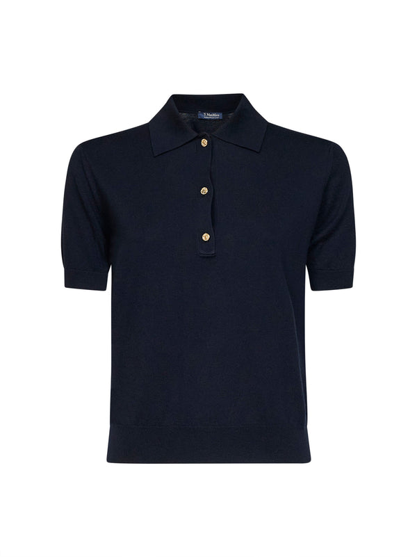 Polo Shirt Smmpomposa Blue Knit Cotton Tops