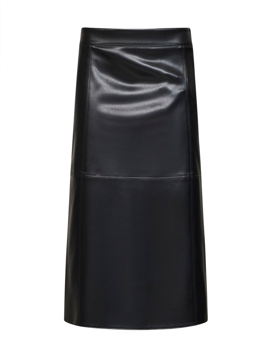 Midi Skirt Smmcrisma Coated Jersey Black Polyester
