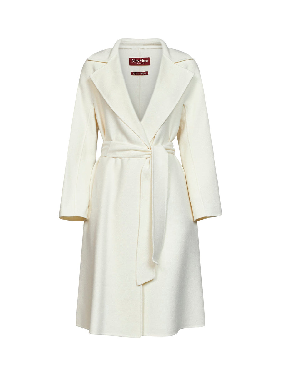 Long Wrap Coat Mstcles Beige Virgin Wool