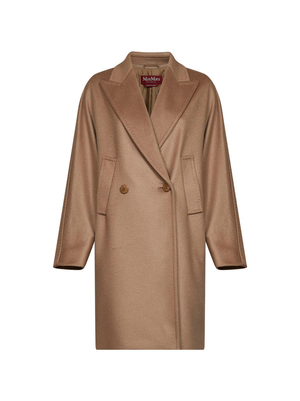 Midi Double-Breasted Coat Camel Virgin Wool