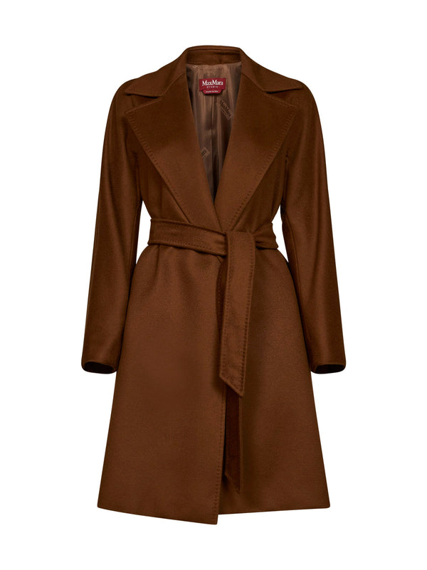Belted Wrap Coat Mstdravenna Tan Brown Virgin Wool