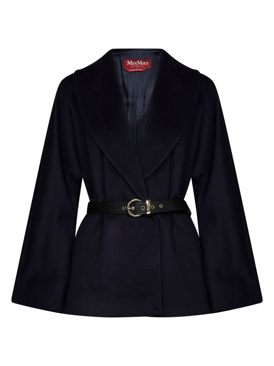 Short Coat Mstabissi Blue Virgin Wool Bomber Jackets