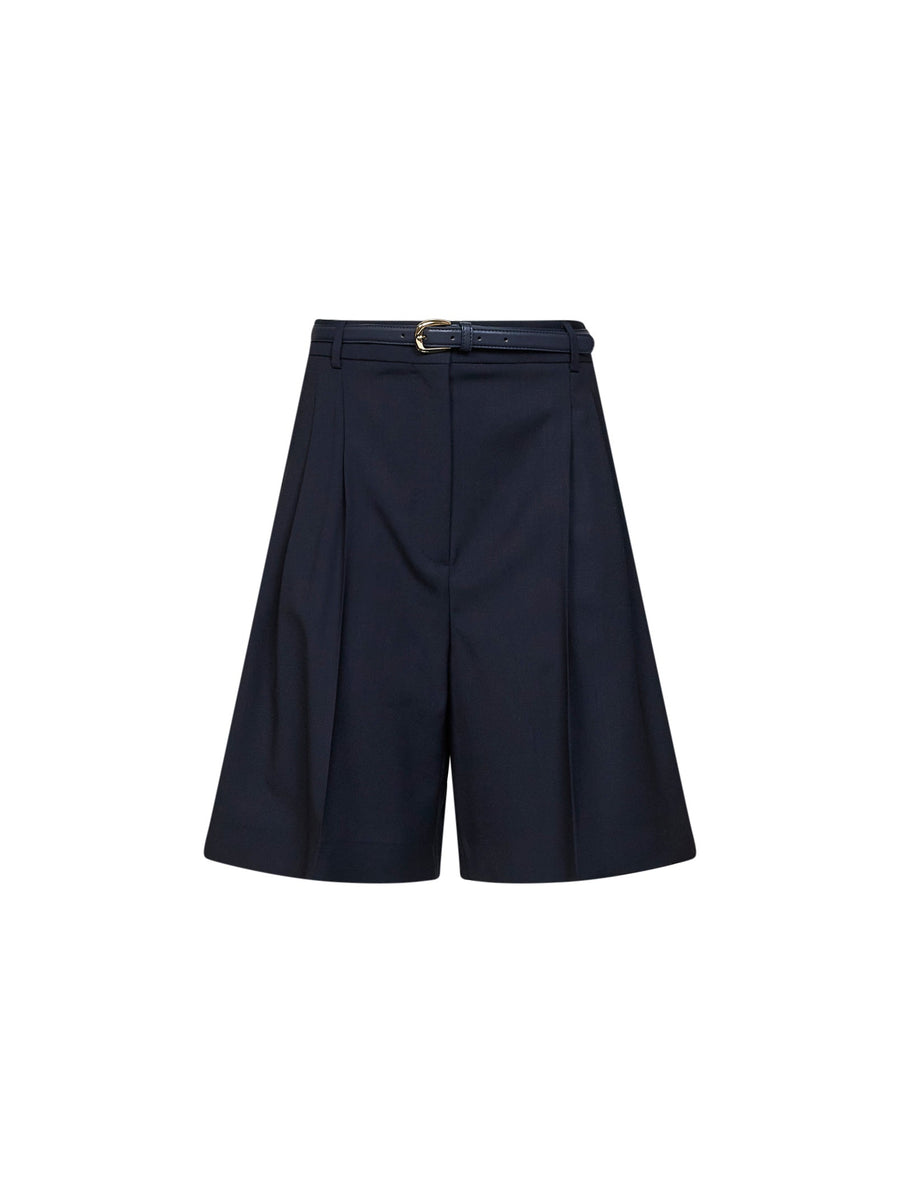 Belted Bermuda Shorts Mstadorno Blue Virgin Wool
