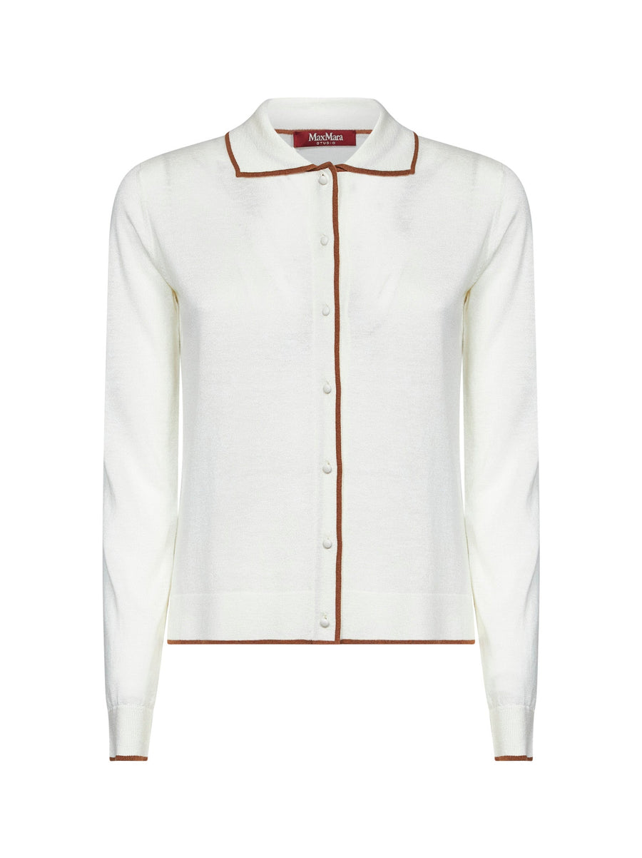 Cardigan Msttarga White Silk-Wool Cardigans
