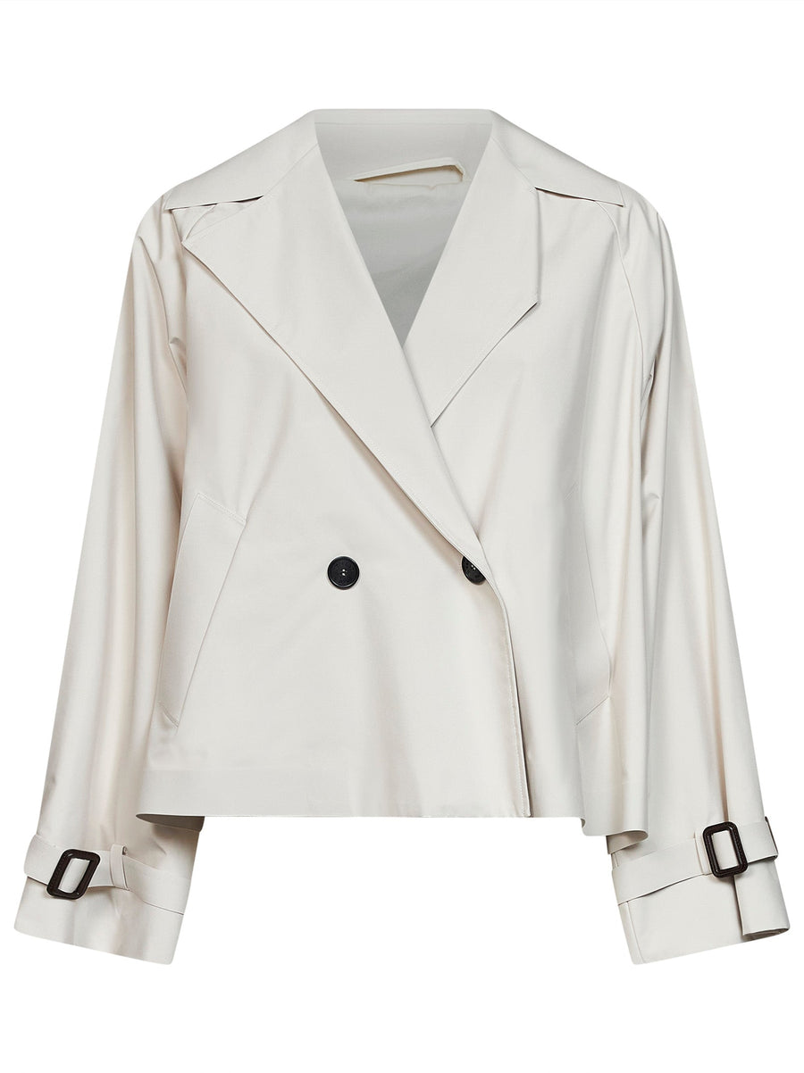 Short Trench Coat Wkdboero Beige Polyester Bomber Jackets