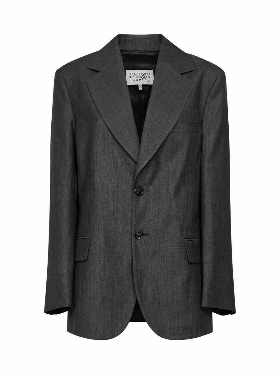 Blazer Oversized Grey Virgin Wool-Cotton Jacket