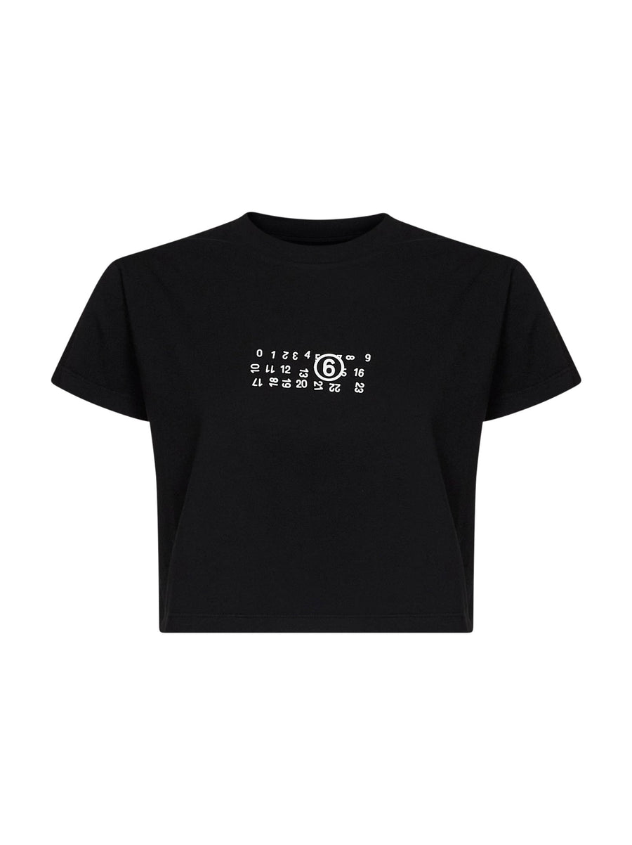 Cropped T-Shirt With Flipped Print Black Cotton T-shirts & Jerseys