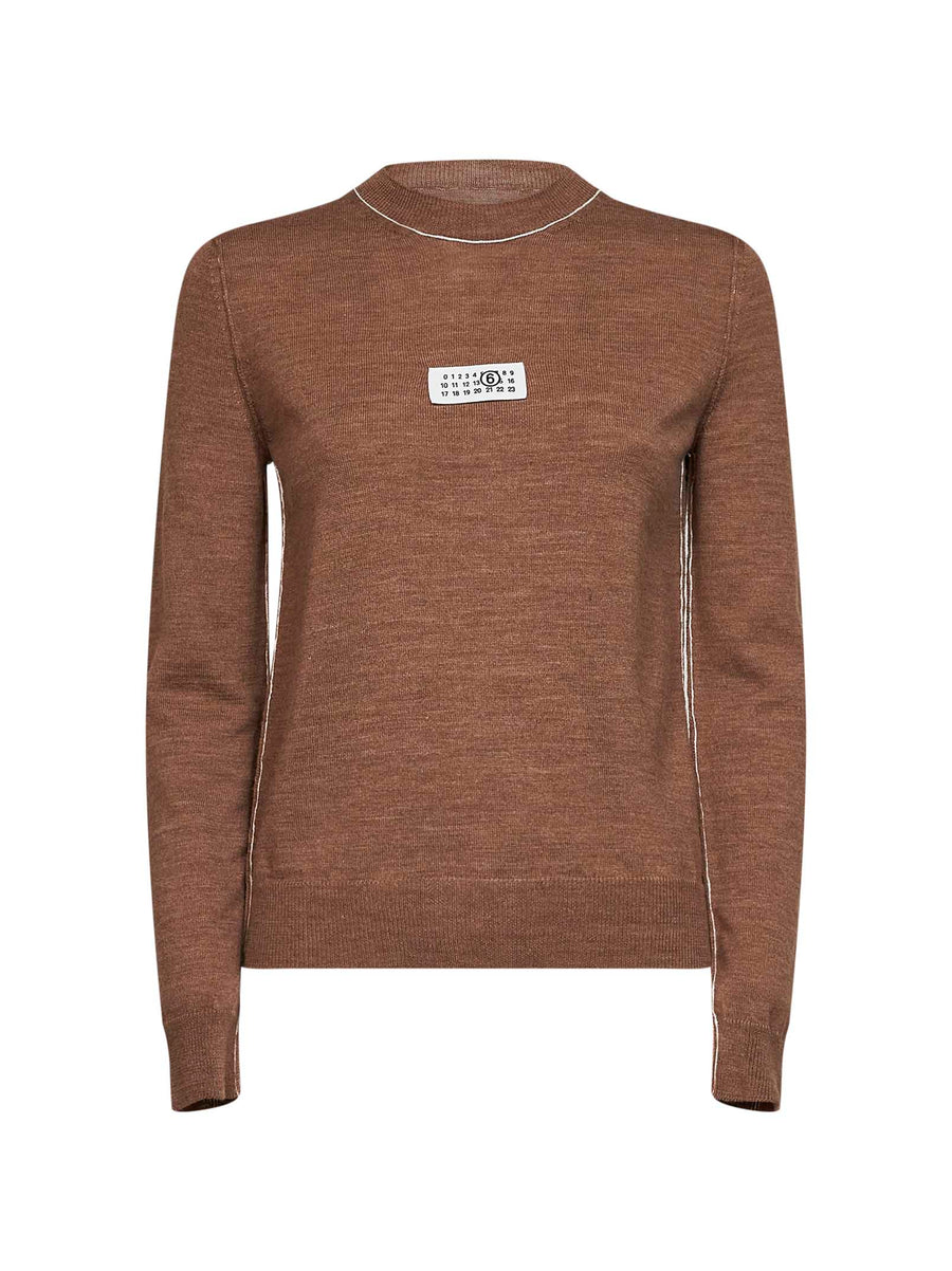 Wool-Blend Sweater Brown Virgin Wool