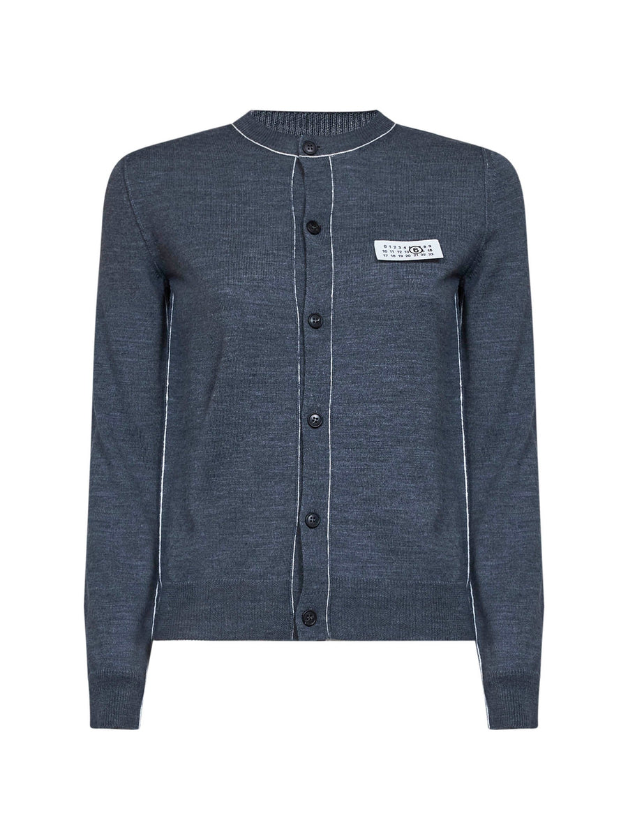 Cardigan Melange Grey Wool Blend Virgin Cardigans