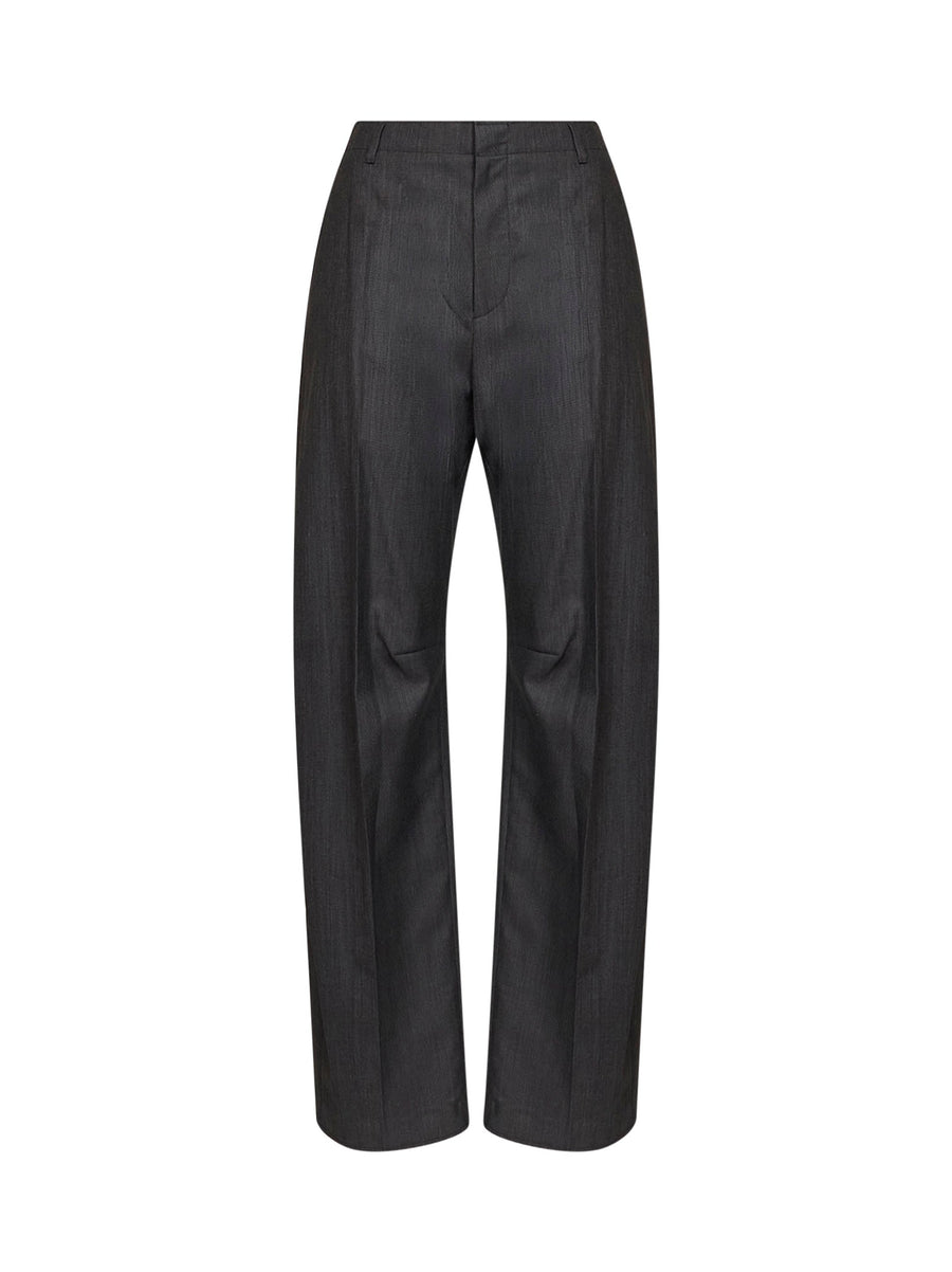 Trousers Wool-Blend Wide Leg Grey Virgin Wool