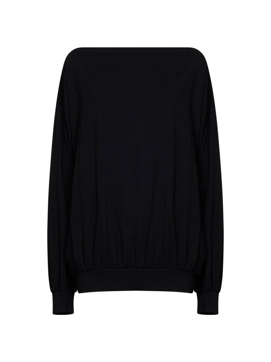 Top Off-The-Shoulder Jersey Black Cotton Knitwear