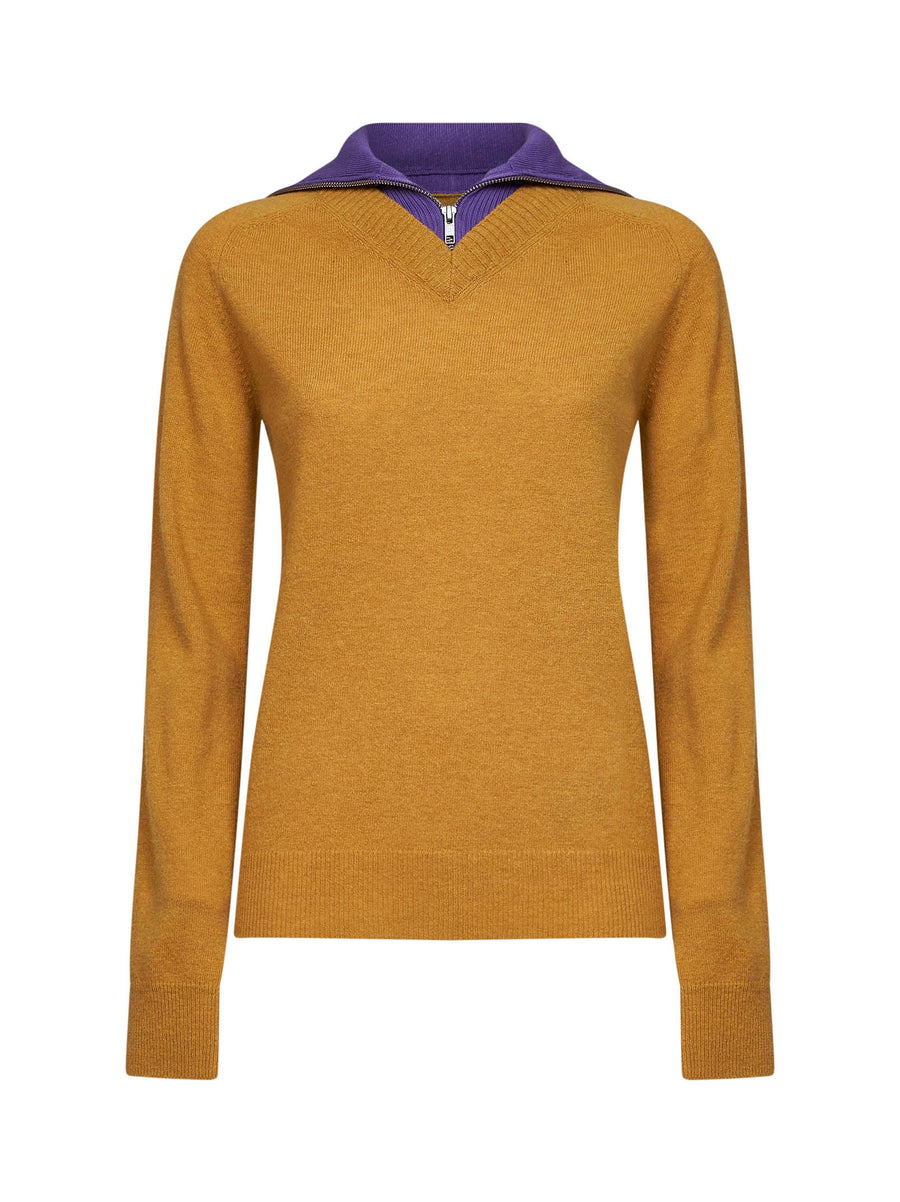 Knit Sweater, Mustard Wool-Blend Yellow