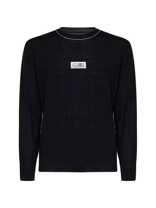 Crewneck Sweater Black Wool Blend Virgin