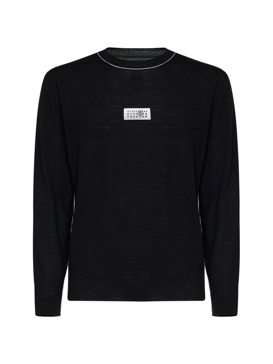 Crewneck Sweater Black Wool Blend Virgin