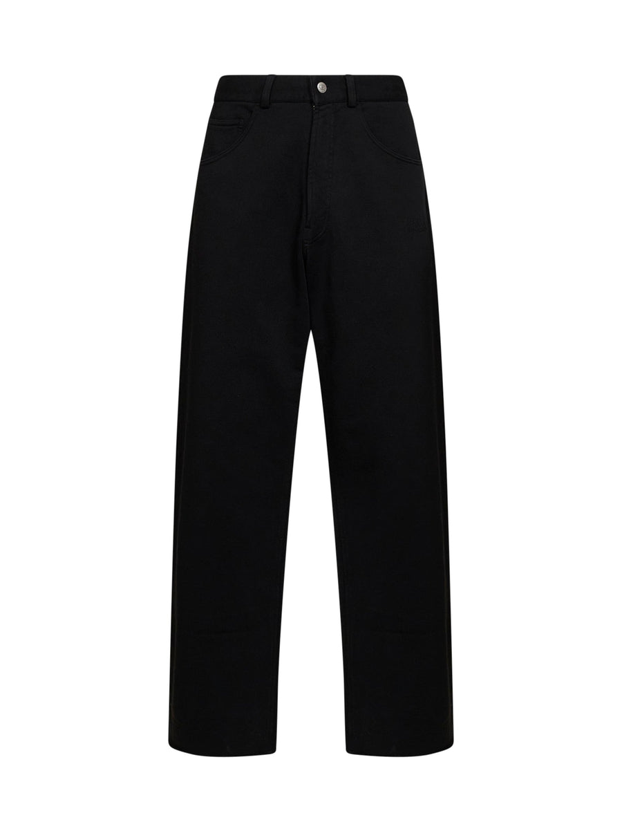 Trousers Wide-Leg Black Cotton