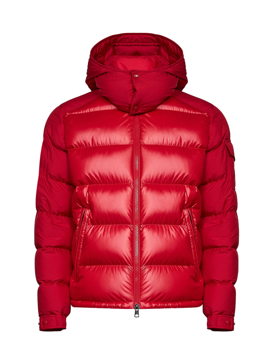 Hooded Down Jacket Maya Red Polyester Bomber