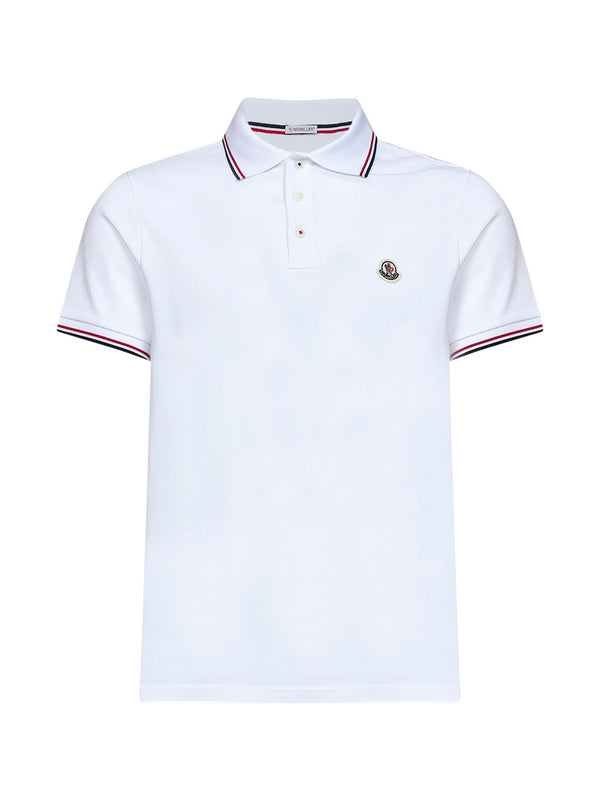Polo Shirt Piqué Cotton White, Tricolor Trim