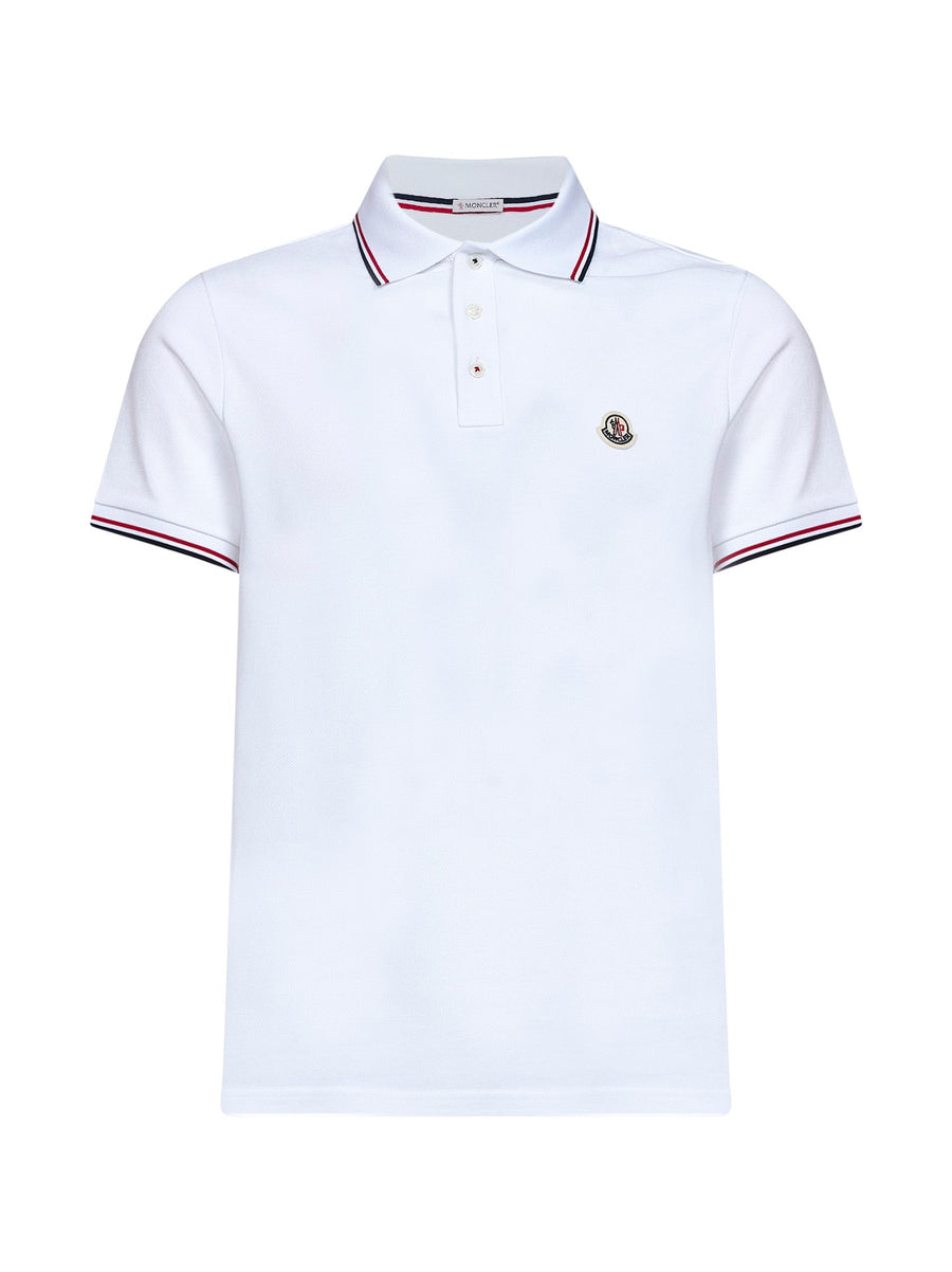 Polo Shirt Piqué Cotton White, Tricolor Trim