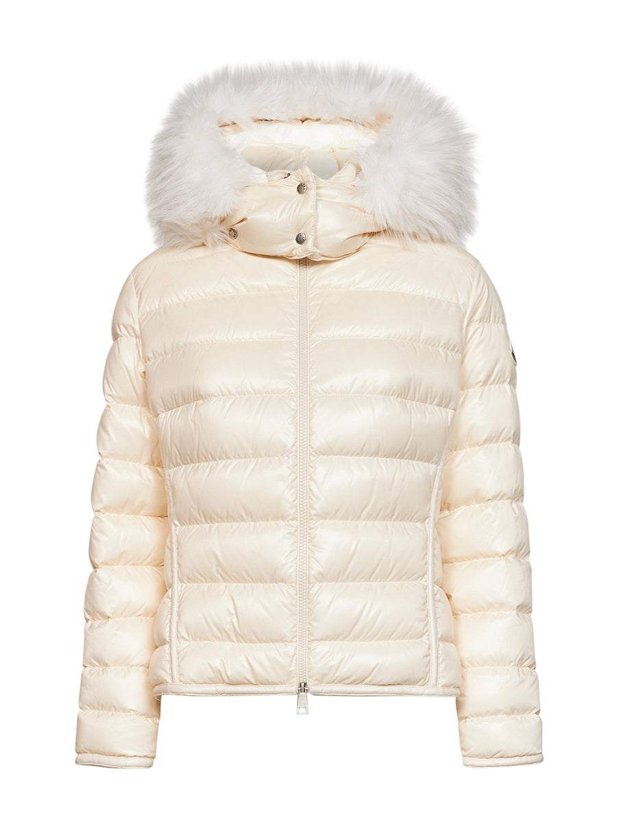 Hooded Down Jacket Badyeffe Ivory Polyester Puffer