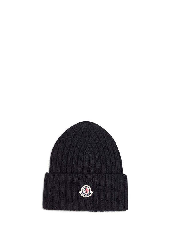 Beanie Ribbed Wool Black Virgin Hat