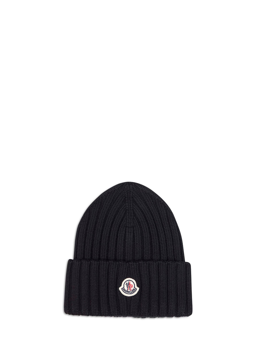 Beanie Ribbed Wool Black Virgin Hat