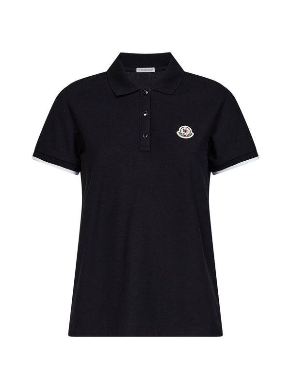 Cotton Piqué Polo Shirt Black Tops