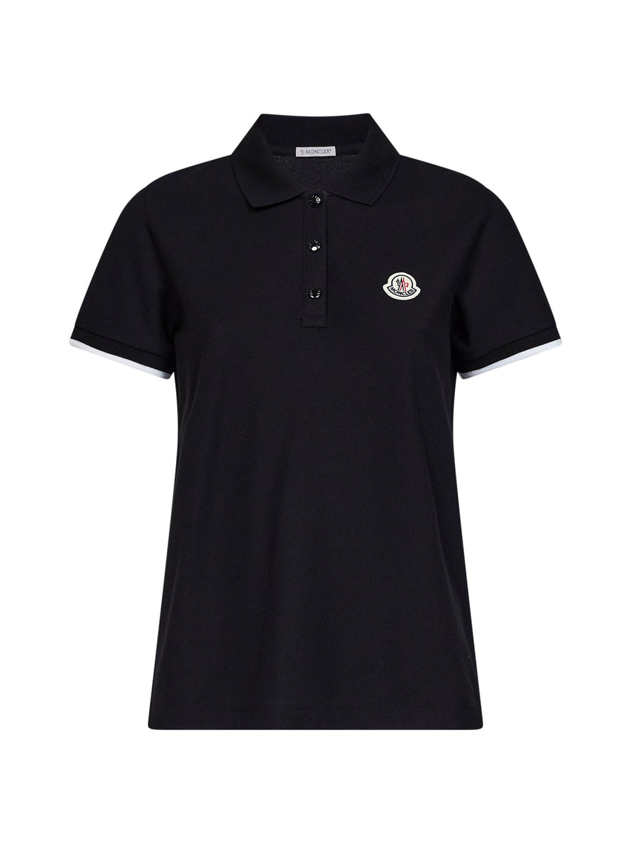 Cotton Piqué Polo Shirt Black Tops