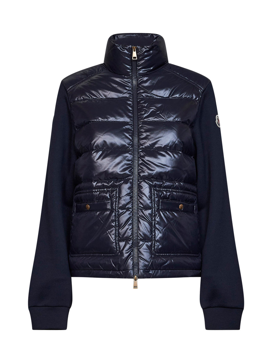 Padded Fleece Zip-Up Sweatshirt Blue Polyamide Puffer Jackets
