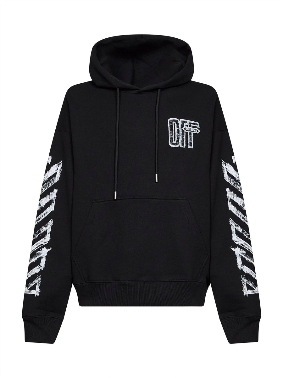 Zip-Up Hoodie Motion Arrow Black Cotton Sweatshirts