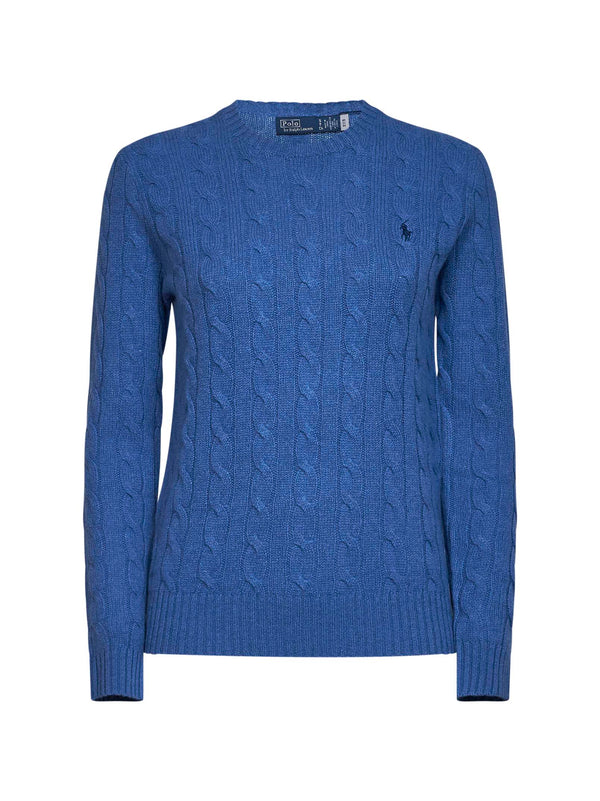Cable-Knit Wool-Cashmere Sweater Blue