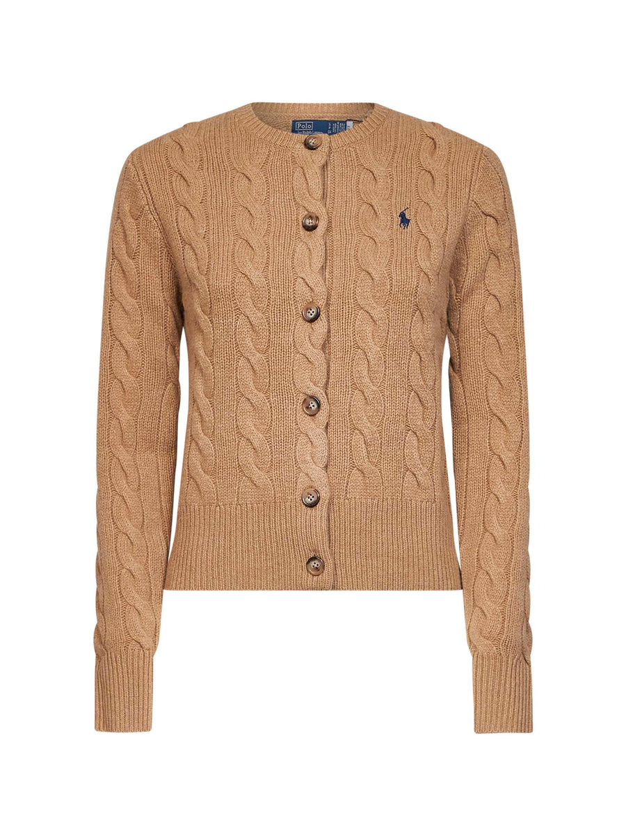 Cardigan Cable Knit Camel Wool-Cashmere Cardigans