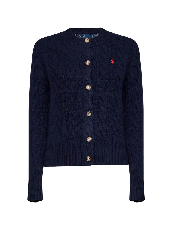 Cardigan Blue Cable Knit Wool And Cashmere Cardigans