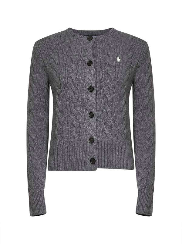 Cable Knit Cardigan Flannel Grey Wool-Cashmere Cardigans