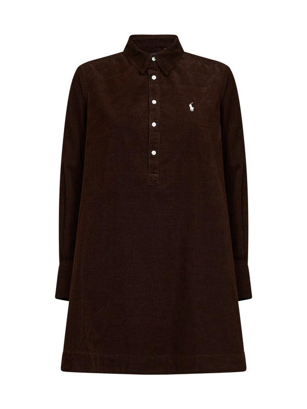 Shirt Dress A-Line Brown Corduroy Cotton