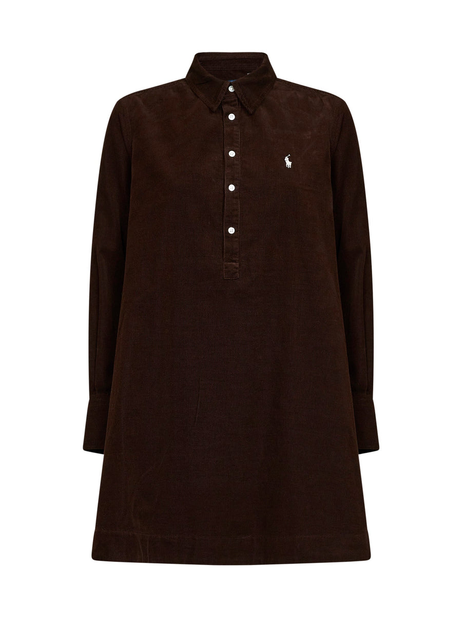 Shirt Dress A-Line Brown Corduroy Cotton