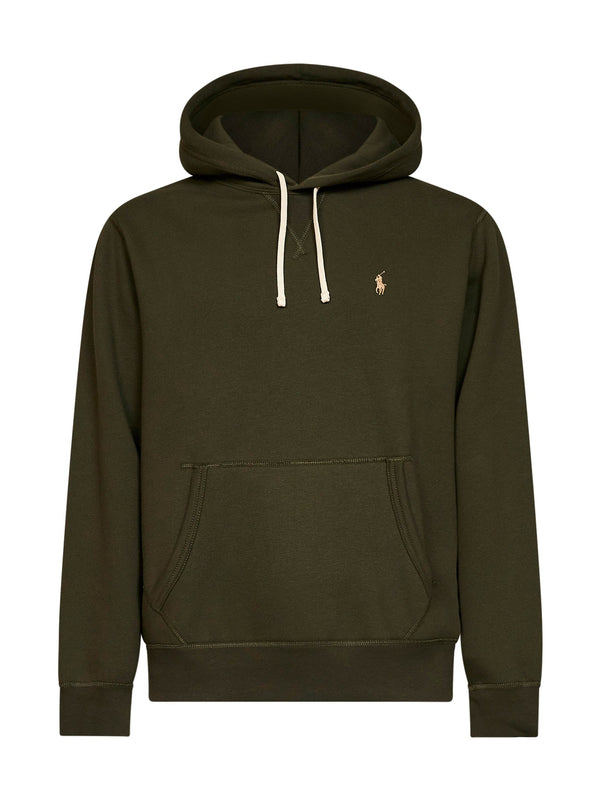 Hoodie Olive Green Cotton Blend Sweatshirts